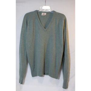 Vintage Byford Designs Green Lambs Wool Sweater V-Neck Pullover Men's 42 England